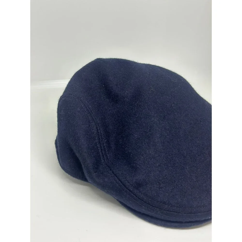 VTG Major Wool Blend Quilted Beret – Mens Medium, Dark Blue/Black, Classic Style